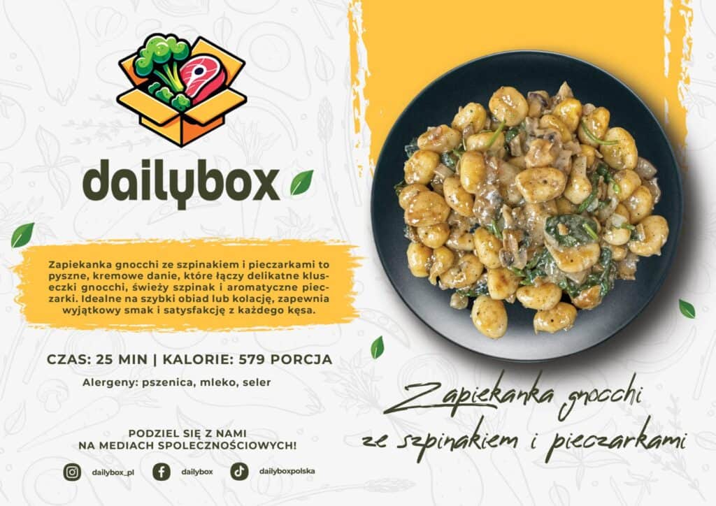 Zapiekanka z gnocchi, szpinakiem i pieczarkami