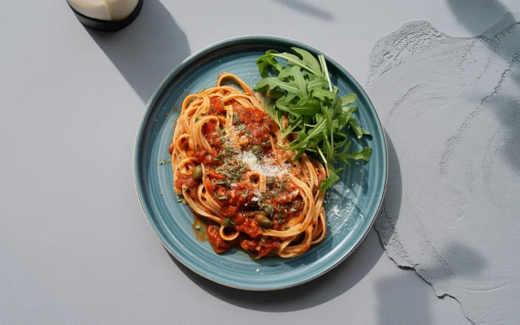 Makaron z pikantnym sosem pomidorowym