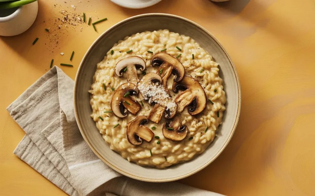 Kremowe risotto z grzybami i szczypiorkiem