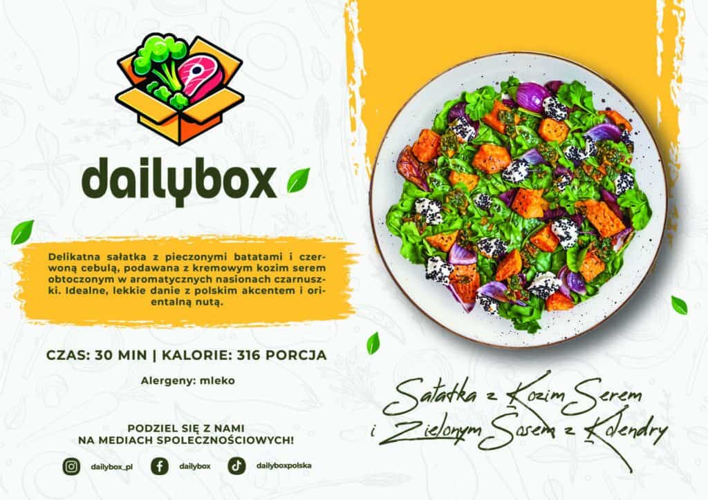 Sałatka z kozim serem i zielonym sosem z kolendry