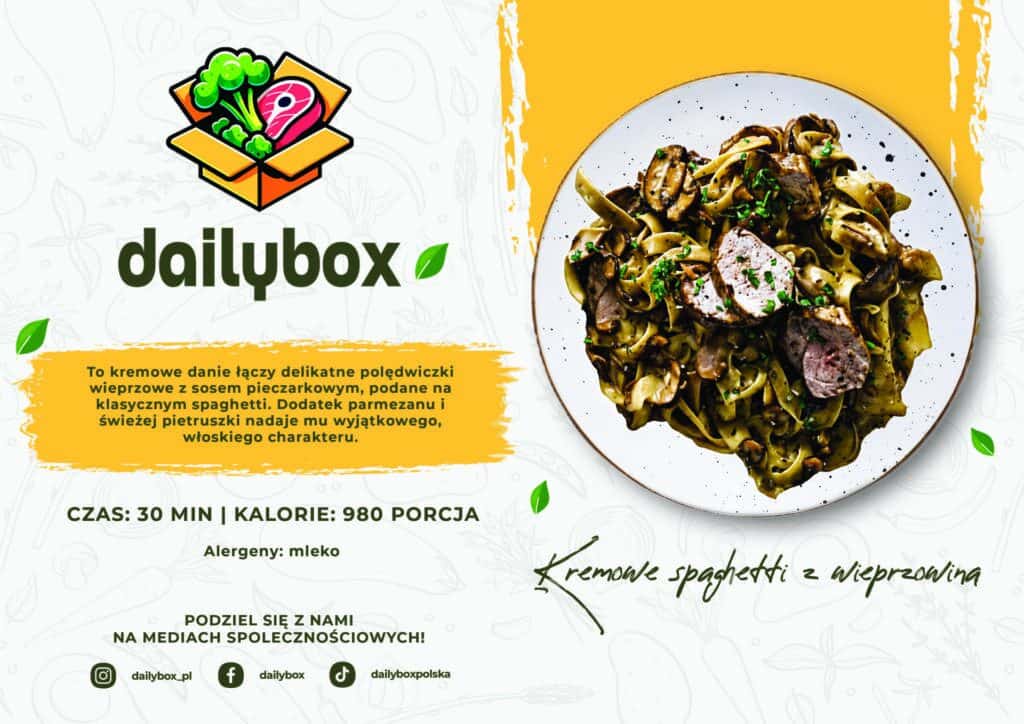 Kremowe spaghetti z wieprzowiną