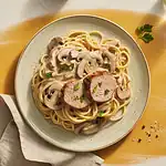 Kremowe spaghetti z wieprzowiną