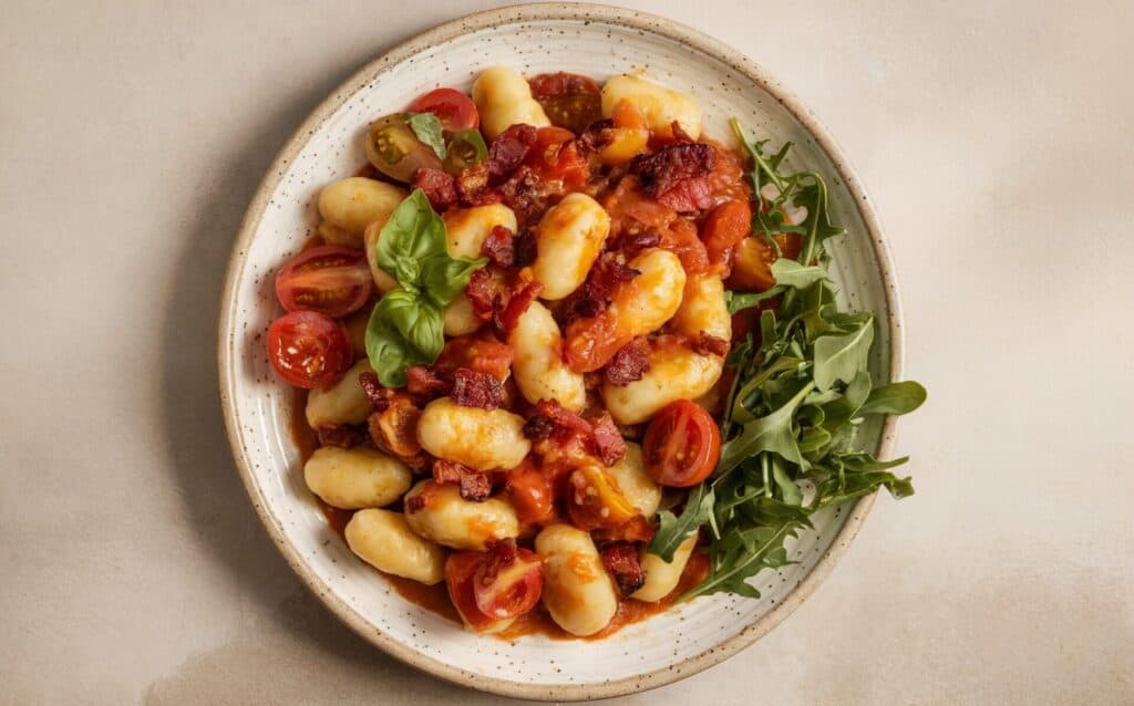 Gnocchi z Boczkiem i Pomidorami