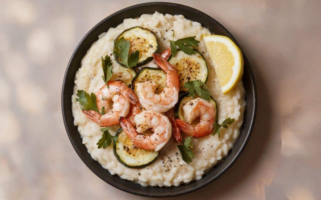 Cytrynowe Risotto z Krewetkami i Cukinią