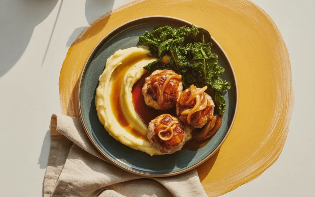 Pulpeciki Wieprzowe z Puree i Cebulowym Sosem