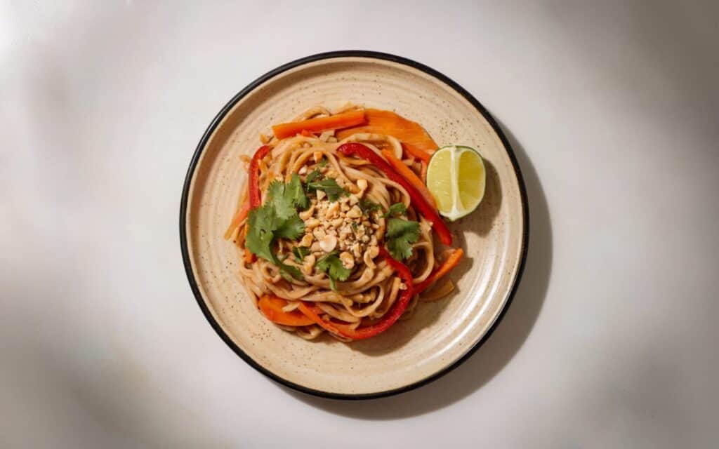 Makaron ryżowy w orzechowym sosie satay