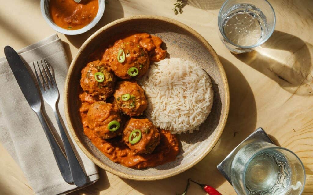 Pulpeciki Wołowe w Aromatycznym Curry z Ryżem