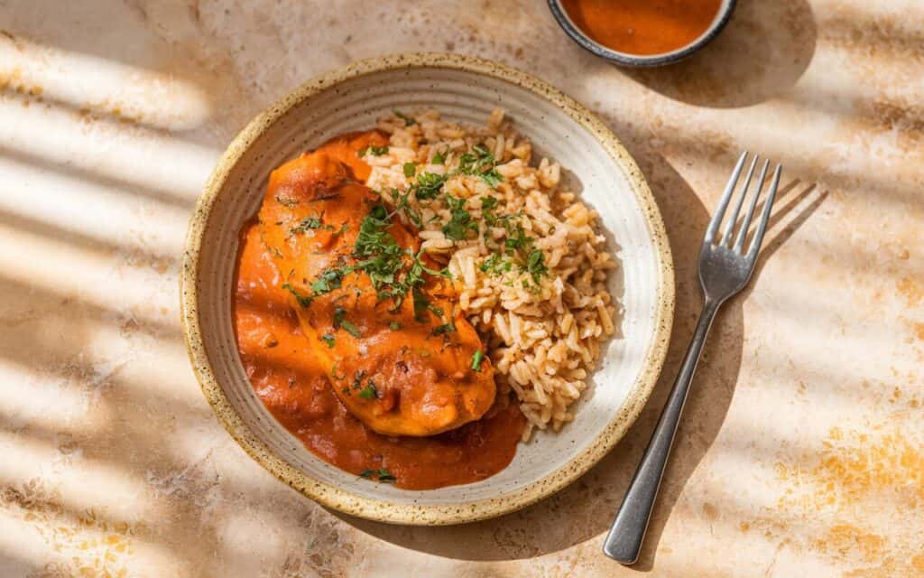 Kurczak Tikka Masala z ryżem kolendrowym