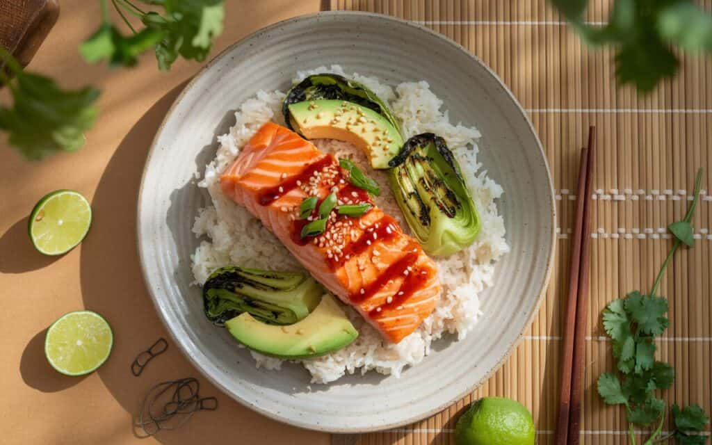 Łosoś z Pak Choi i Awokado