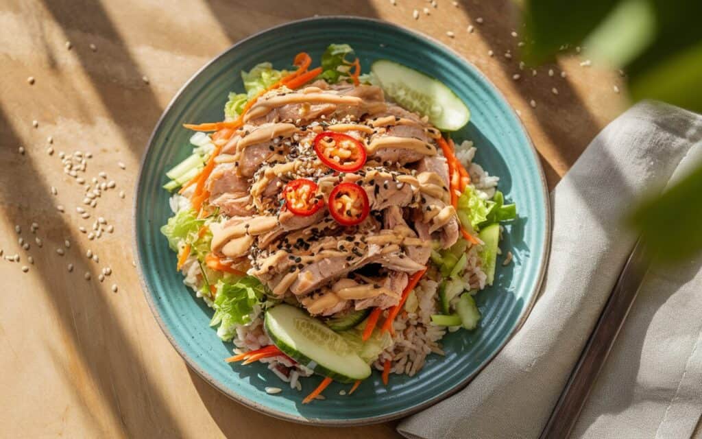 Kurczak Bang Bang z Chrupiącą Sałatką Ryżową