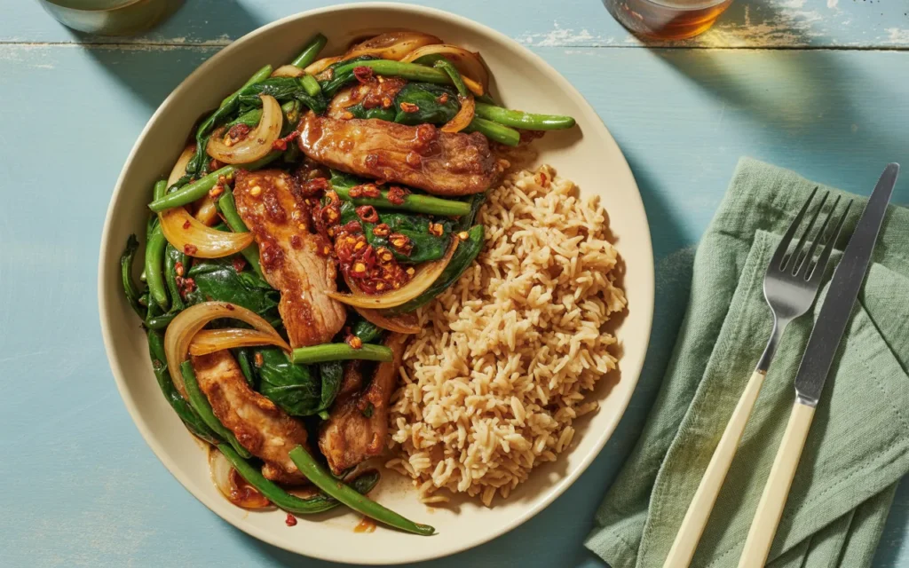 Stir fry z polędwicy wieprzowej w sosie hoisin