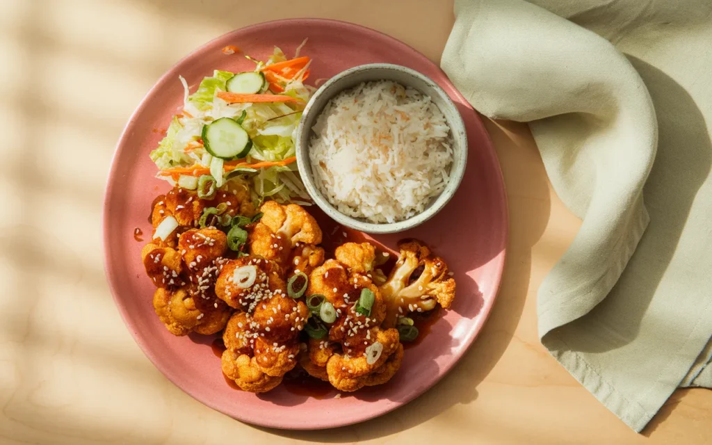 Chrupiący Kalafior w Słodko-Pikantnym Sosie Koreańskim