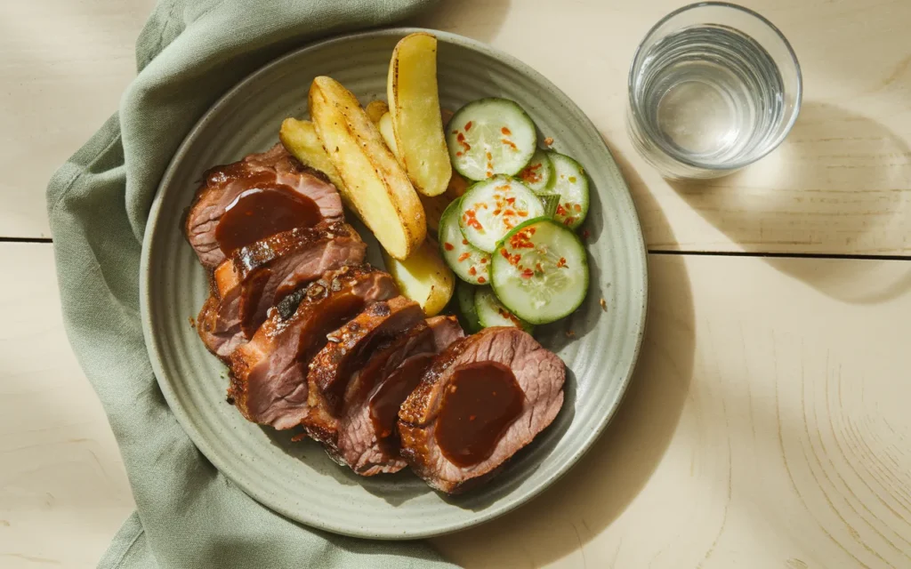 Karmelizowana Polędwica Wieprzowa z Ogórkową Sałatką