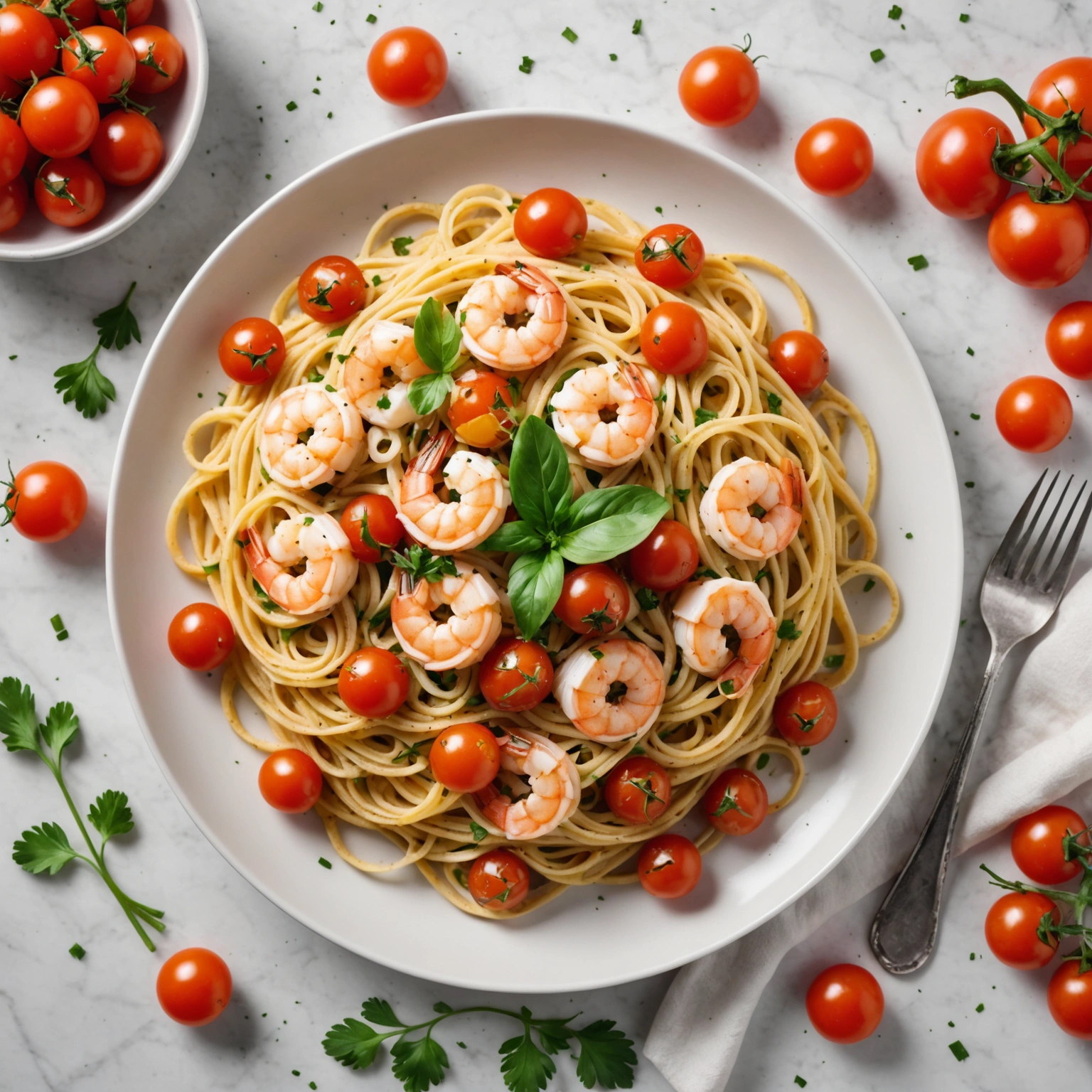 Linguine z krewetkami i czosnkiem