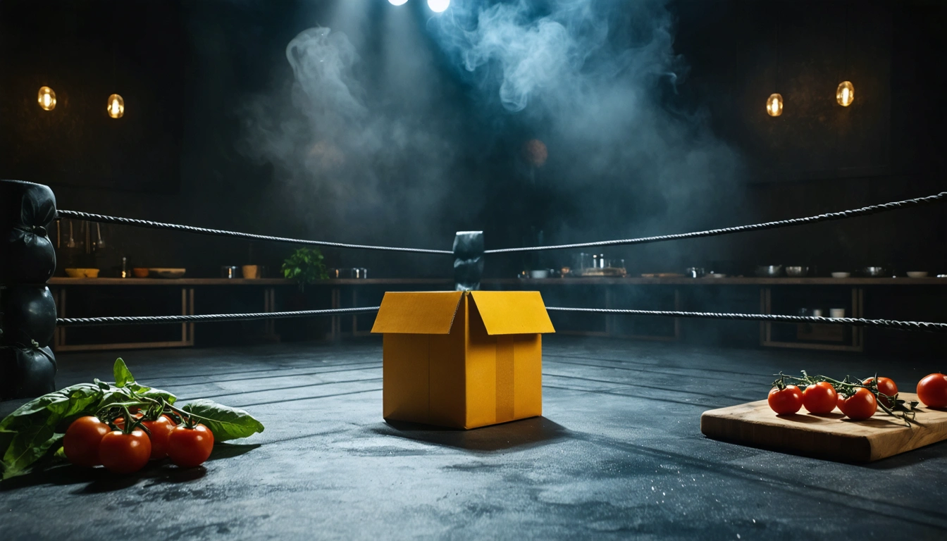 Box DailyBox na środku ringu w luksusowej ciemnej kuchni